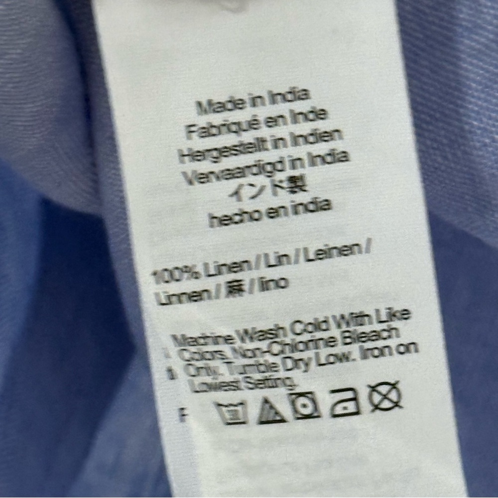 Baird McNutt For J. Crew Blue Linen Button Up Short Sleeve Shirt S - Picture 4 of 5